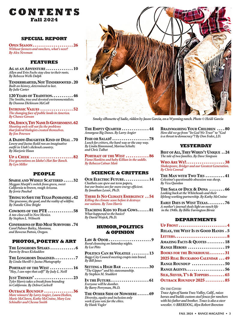 RANGE Fall 2024 table of contents